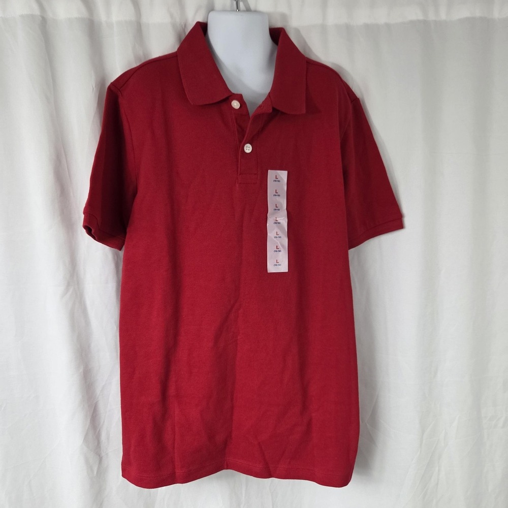 Old Navy Polo Shirt Kids 10-12 Red Tagless Stretch Short Sleeve Top Casual